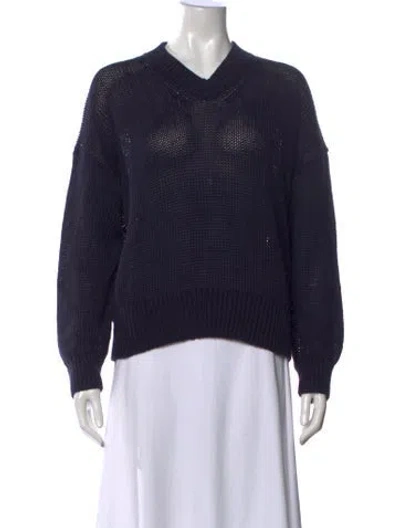 Pre-owned Polo Ralph Lauren Linen V-neck Sweater In Blue