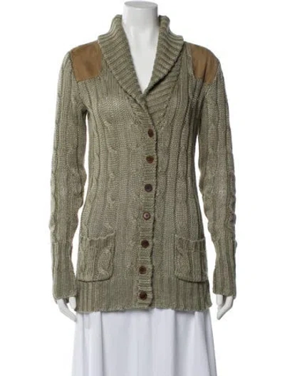 Pre-owned Polo Ralph Lauren Linen V-neck Sweater In Green