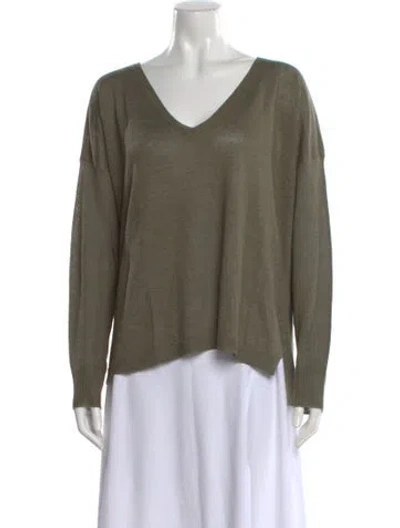Pre-owned Polo Ralph Lauren Linen V-neck Sweater In Green