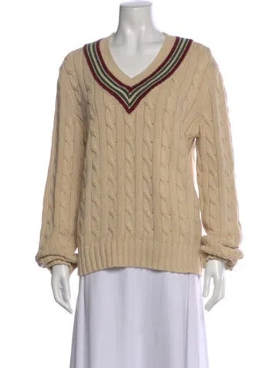 Pre-owned Polo Ralph Lauren Linen V-neck Sweater In Neutral