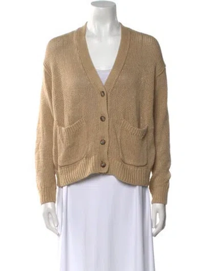 Pre-owned Polo Ralph Lauren Linen V-neck Sweater In Neutral