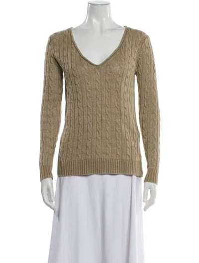 Pre-owned Polo Ralph Lauren Linen V-neck Sweater In Neutral