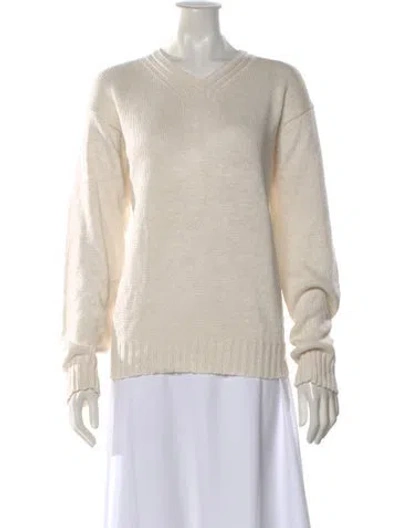 Pre-owned Polo Ralph Lauren Linen V-neck Sweater In Neutral