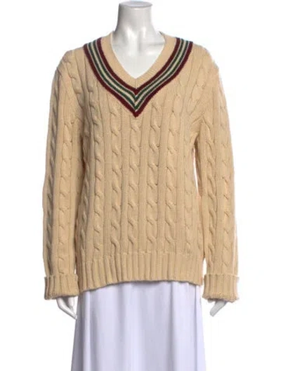 Pre-owned Polo Ralph Lauren Linen V-neck Sweater In Neutrals