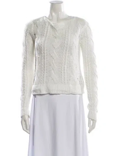 Pre-owned Polo Ralph Lauren Linen V-neck Sweater In White
