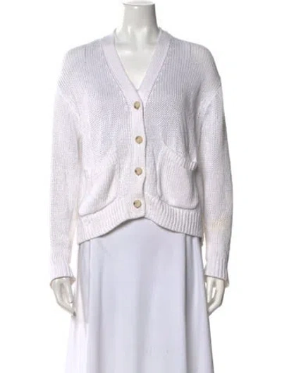 Pre-owned Polo Ralph Lauren Linen V-neck Sweater In White