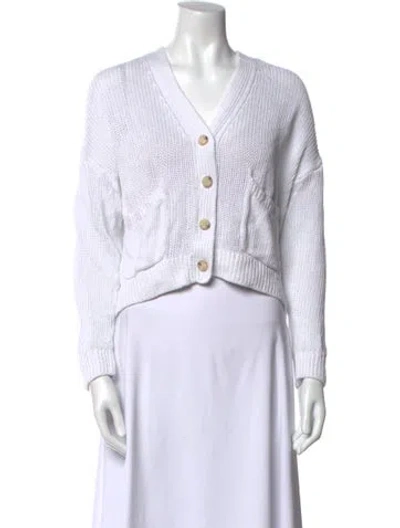 Pre-owned Polo Ralph Lauren Linen V-neck Sweater In White