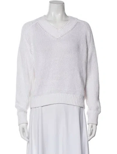 Pre-owned Polo Ralph Lauren Linen V-neck Sweater In White