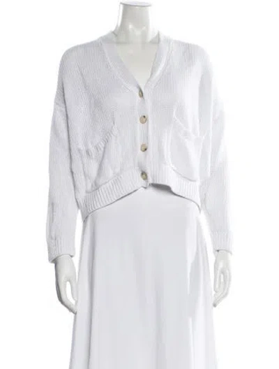 Pre-owned Polo Ralph Lauren Linen V-neck Sweater In White