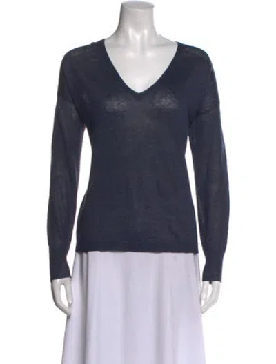 Pre-owned Polo Ralph Lauren Linen V-neck Top In Blue