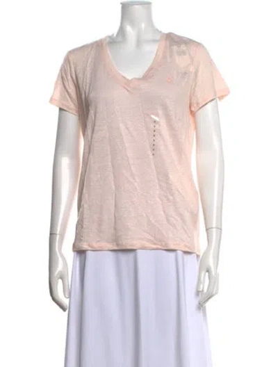 Pre-owned Polo Ralph Lauren Linen V-neck T-shirt W/ Tags In Pink