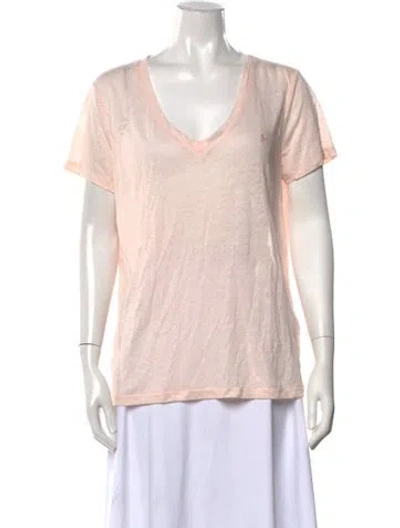 Pre-owned Polo Ralph Lauren Linen V-neck T-shirt W/ Tags In Pink
