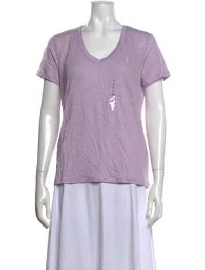 Pre-owned Polo Ralph Lauren Linen V-neck T-shirt W/ Tags In Purple