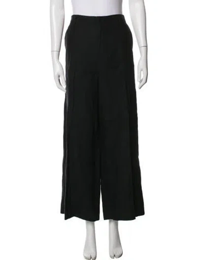 Pre-owned Polo Ralph Lauren Linen Wide Leg Pants In Black
