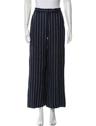 Pre-owned Polo Ralph Lauren Linen Wide Leg Pants In Blue