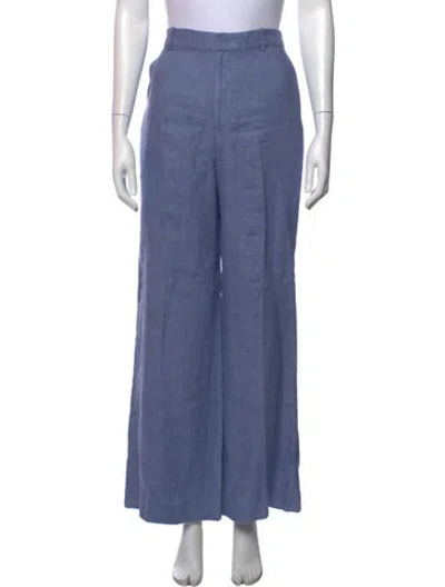 Pre-owned Polo Ralph Lauren Linen Wide Leg Pants In Blue