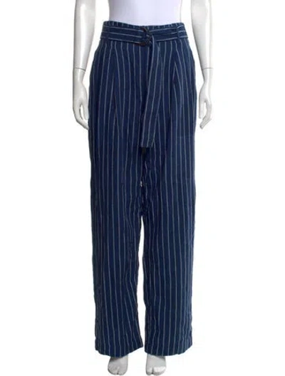 Pre-owned Polo Ralph Lauren Linen Wide Leg Pants In Blue
