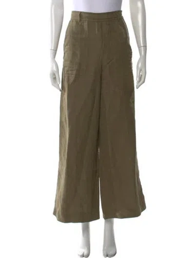 Pre-owned Polo Ralph Lauren Linen Wide Leg Pants In Green