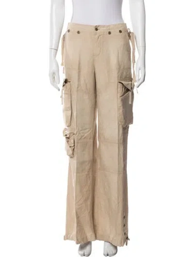 Pre-owned Polo Ralph Lauren Linen Wide Leg Pants In Neutral