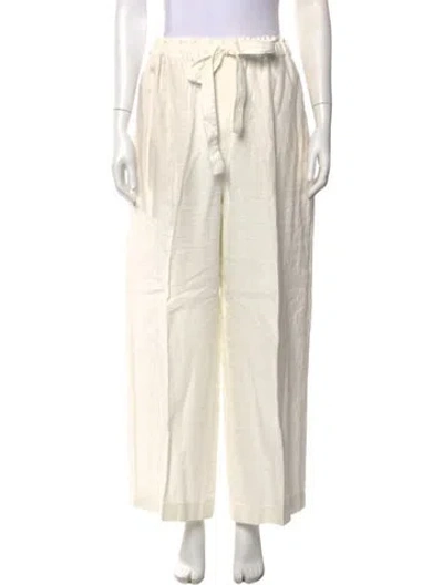 Pre-owned Polo Ralph Lauren Linen Wide Leg Pants In Neutrals/white