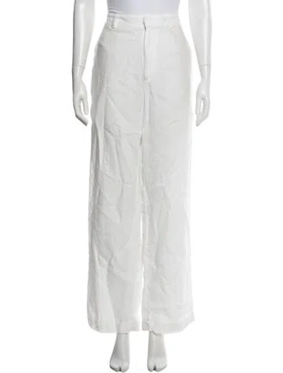 Pre-owned Polo Ralph Lauren Linen Wide Leg Pants In White