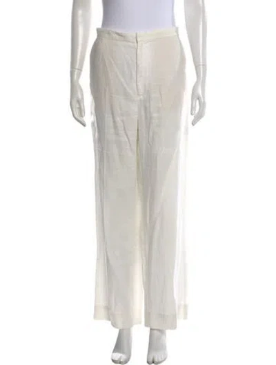 Pre-owned Polo Ralph Lauren Linen Wide Leg Pants In White