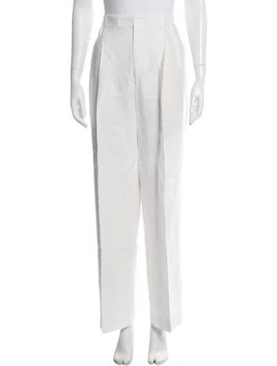 Pre-owned Polo Ralph Lauren Linen Wide Leg Pants In White