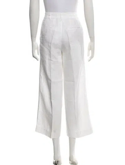 Pre-owned Polo Ralph Lauren Linen Wide Leg Pants In White