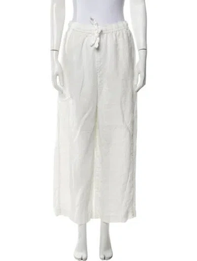 Pre-owned Polo Ralph Lauren Linen Wide Leg Pants In White