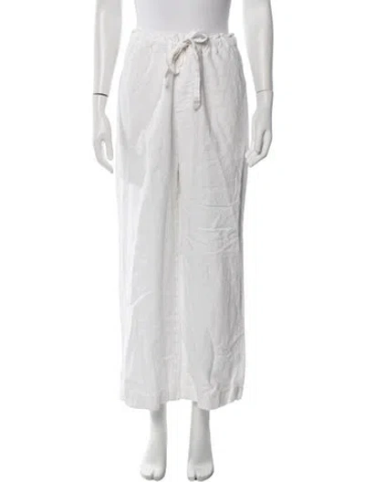 Pre-owned Polo Ralph Lauren Linen Wide Leg Pants In White