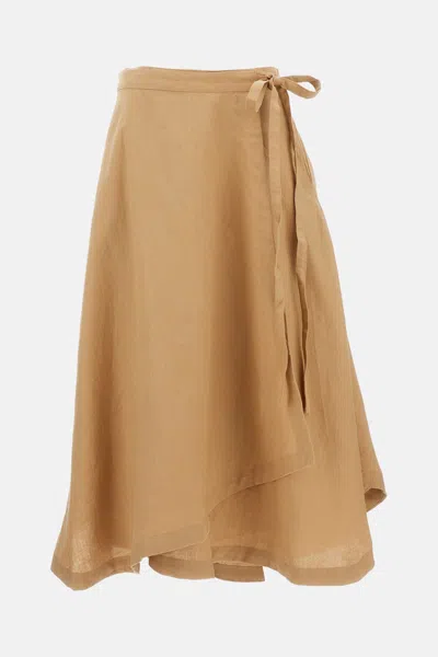 Polo Ralph Lauren Linen Wrap Kirt In Nude