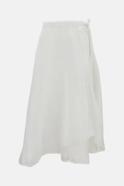 Polo Ralph Lauren Linen Wrap Skirt In White