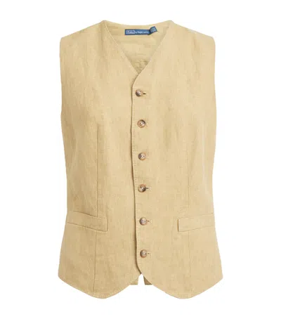 Polo Ralph Lauren Linen-blend Waistcoat In Nude