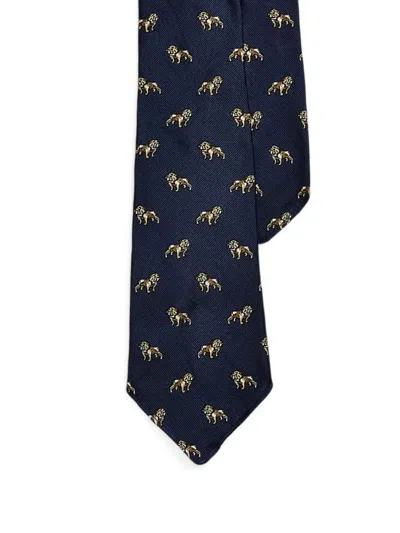 Polo Ralph Lauren Lion-print Silk Tie In Blue