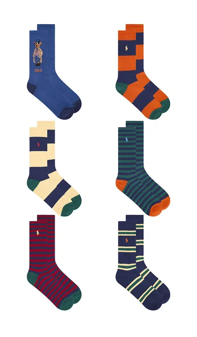 Polo Ralph Lauren Litchfield Bear Socks 6-pack In Multi