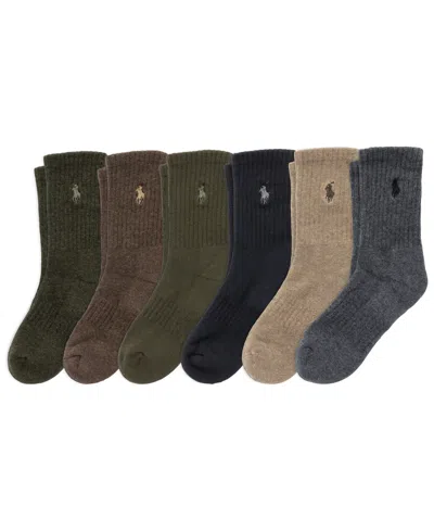 Polo Ralph Lauren Kids' Little & Big Boys Solid Crew Socks, 6-pack In Black