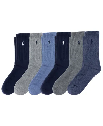Polo Ralph Lauren Kids' Little & Big Boys Solid Crew Socks, 6-pack In Black
