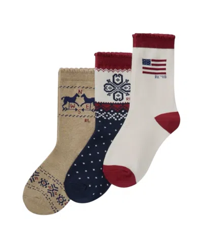 Polo Ralph Lauren Kids' Little And Big Girls 3-pack Holiday Americana Socks In Multi