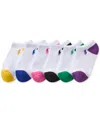 Polo Ralph Lauren Little & Big Girls Classic Solid Low-cut Socks, 6-pack In White