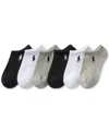 Polo Ralph Lauren Little & Big Girls Performance Cushioned Solid Low-cut Socks, 6-pack In Gray
