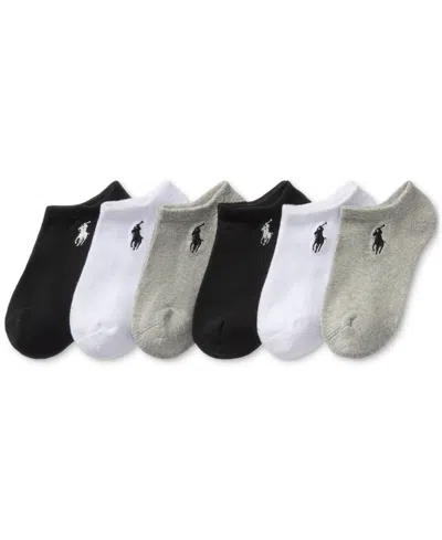 Polo Ralph Lauren Kids' Little & Big Girls Performance Cushioned Solid Low-cut Socks, 6-pack In Gray