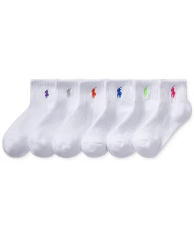 Polo Ralph Lauren Kids' Little & Big Girls Sport Quarter Socks, 6-pack In White