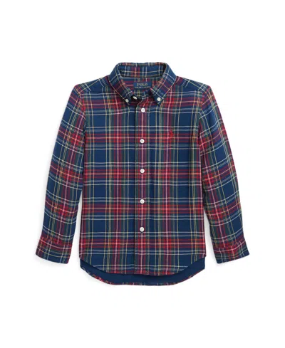 Polo Ralph Lauren Kids' Little And Toddler Boys Buffalo Check Double-faced Cotton Shirt In Blue,red Multi