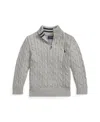 Polo Ralph Lauren Cotton Cable Knit Cardigan With Zipper In Andover Heather