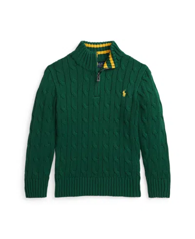 Polo Ralph Lauren Little And Toddler Boys Cable-knit Cotton Quarter-zip Sweater In New Forest
