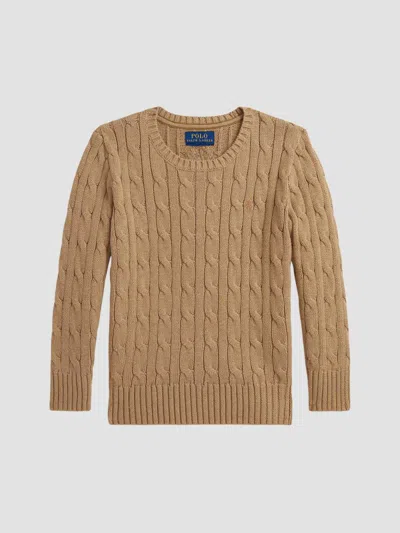 Polo Ralph Lauren Kids' Little Boy's & Boy's Cable-knit Crewneck Sweater In Brown