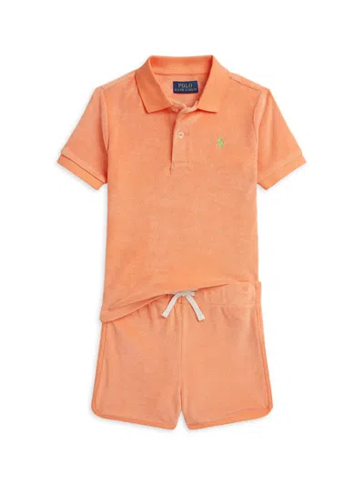 Polo Ralph Lauren Little Boy's & Boy's Cotton-blend Polo Shirt & Shorts Set In Orange