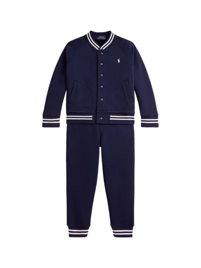 Polo Ralph Lauren Little Boy's & Boy's Fleece Varsity Jacket & Jogger Sweatpants Set In Blue