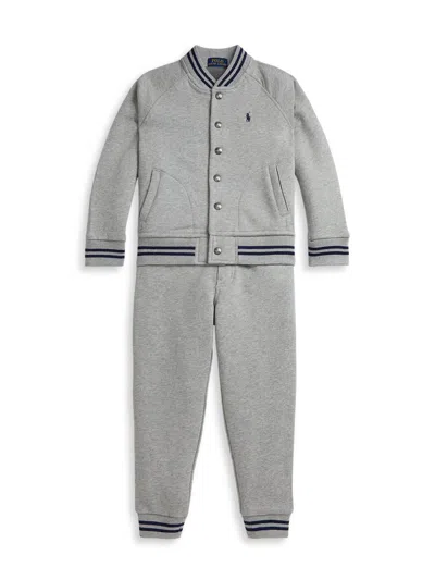 Polo Ralph Lauren Little Boy's & Boy's Fleece Varsity Jacket & Jogger Sweatpants Set In Gray