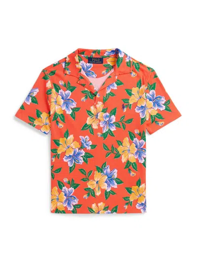 Polo Ralph Lauren Kids' Little Boy's & Boy's Floral Cotton Jersey Polo Shirt In Red